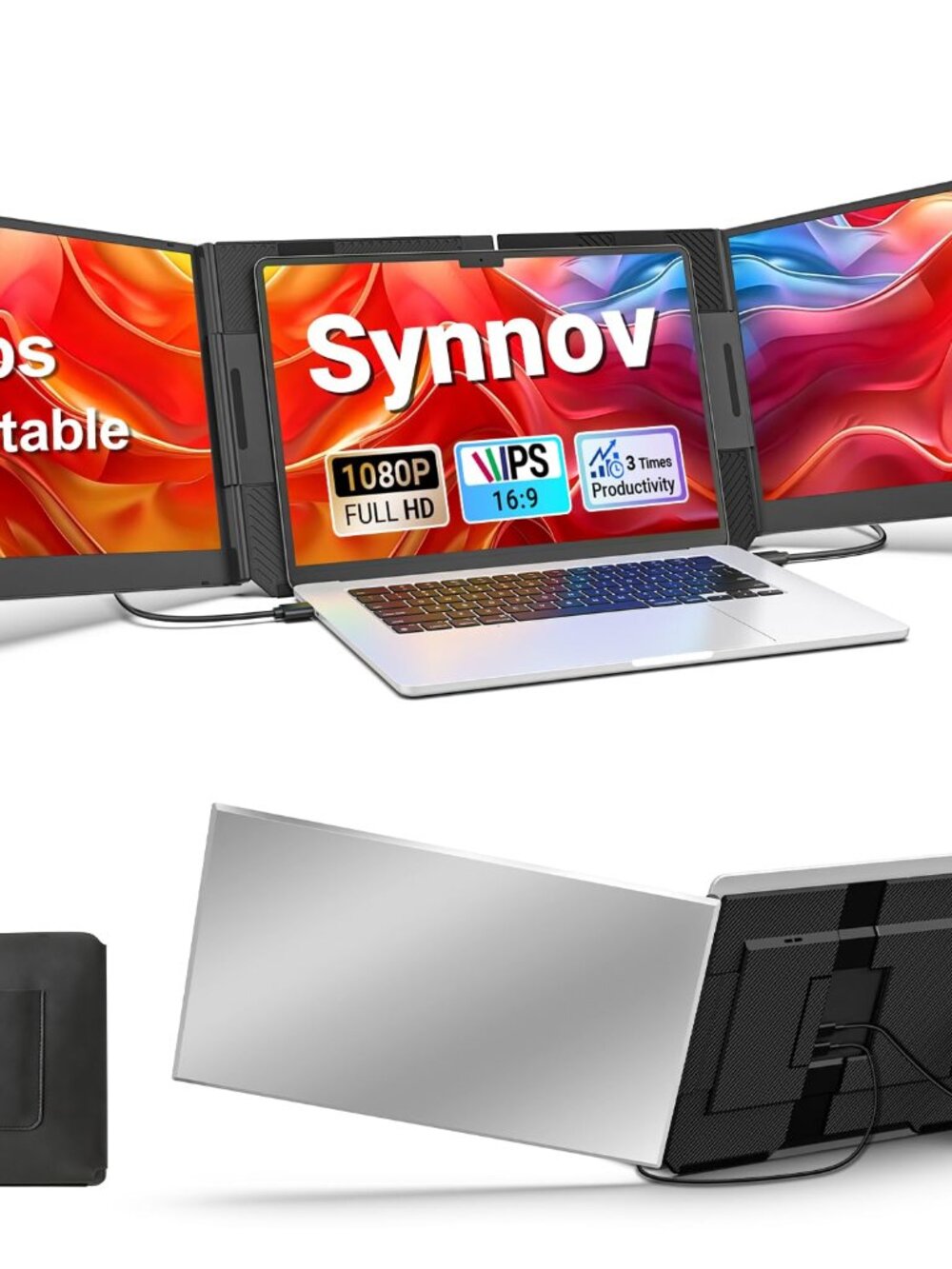 NEW Synnov 15.6 Laptop Screen Extender 1080P FHD Ultra Light & Portable Triple